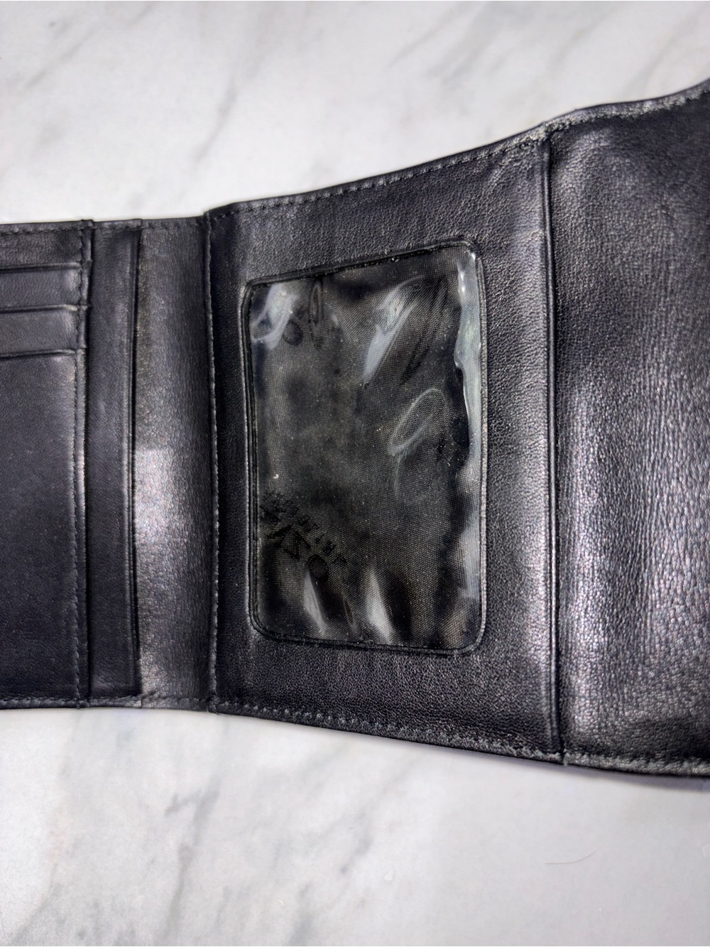 Vintage Enzo Angiolini Black Leather Trifold Wallet Heavy Clasp Y2K - Picture 9 of 9